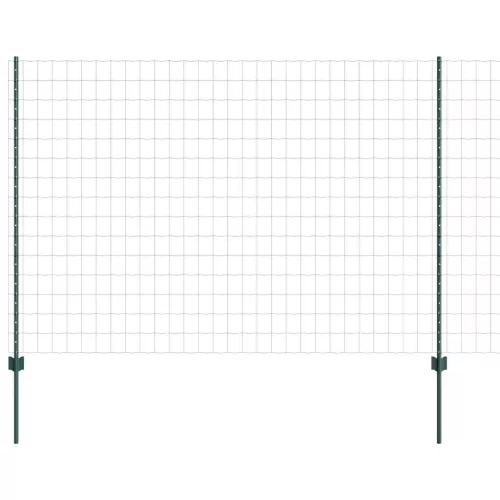 Kerítés oszlopokkal Zöld 1.5 x 10 m Acél