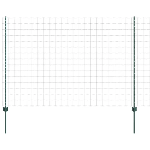 Kerítés oszlopokkal Zöld 1.6 x 10 m Acél