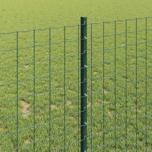 Kerítés oszlopokkal Zöld 1 x 25 m Acél