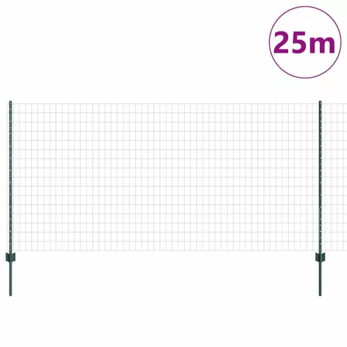 Kerítés oszlopokkal Zöld 1.2 x 25 m Acél