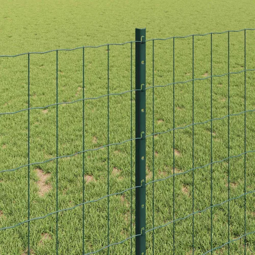 Kerítés oszlopokkal Zöld 1 x 25 m Acél