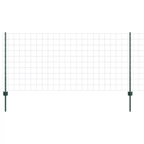 Kerítés oszlopokkal Zöld 1 x 25 m Acél