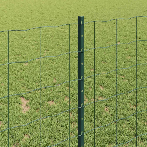 Kerítés oszlopokkal Zöld 1 x 25 m Acél