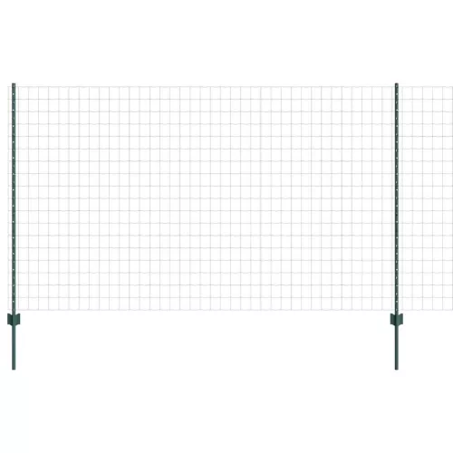 Kerítés oszlopokkal Zöld 1.4 x 10 m Acél