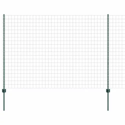 Kerítés oszlopokkal Zöld 1.6 x 10 m Acél