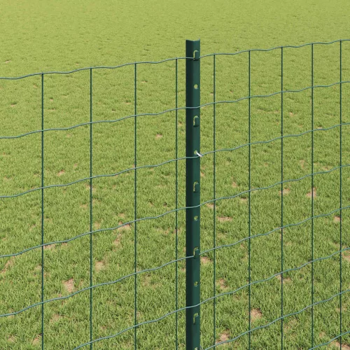 Kerítés oszlopokkal Zöld 1.6 x 10 m Acél
