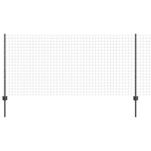 Kerítés oszlopokkal Szürke 1 x 10 m Acél