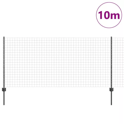 Kerítés oszlopokkal Szürke 1 x 10 m Acél