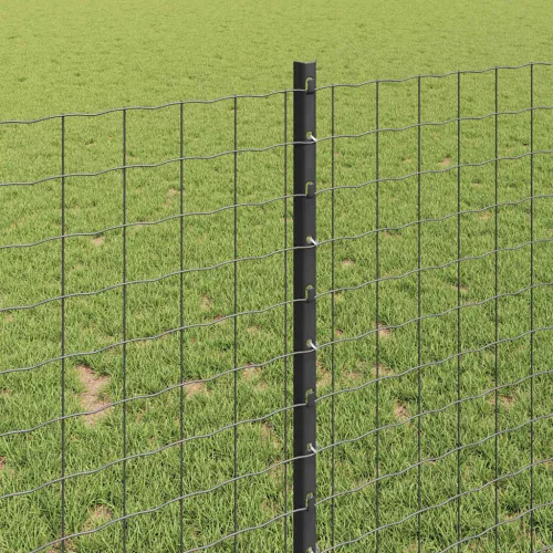 Kerítés oszlopokkal Szürke 1 x 10 m Acél