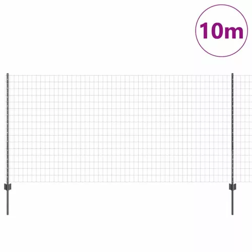 Kerítés oszlopokkal Szürke 1.2 x 10 m Acél