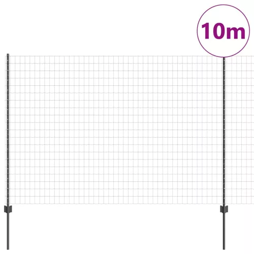 Kerítés oszlopokkal Szürke 1.5 x 10 m Acél
