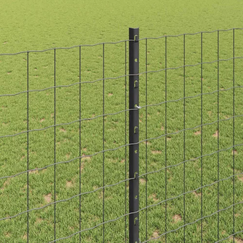 Kerítés oszlopokkal Szürke 1.6 x 10 m Acél