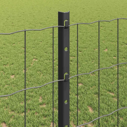 Kerítés oszlopokkal Szürke 1.2 x 10 m Acél