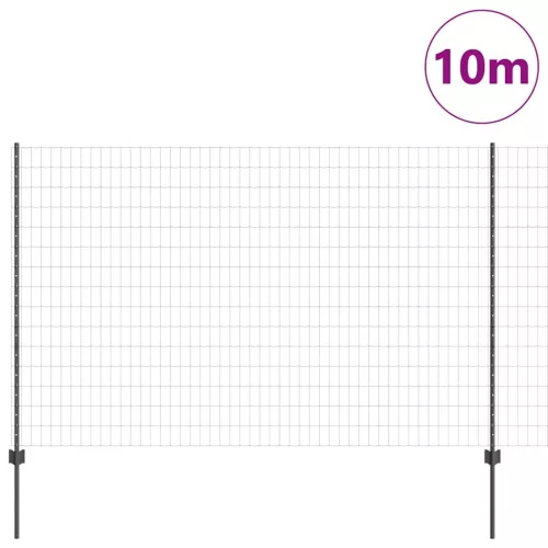 Kerítés oszlopokkal Szürke 1.5 x 10 m Acél