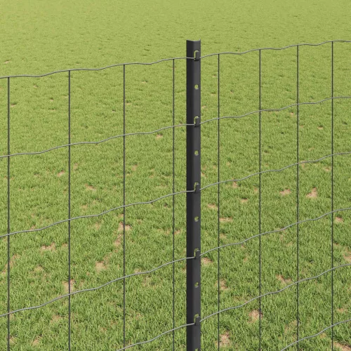 Kerítés oszlopokkal Szürke 1.6 x 10 m Acél