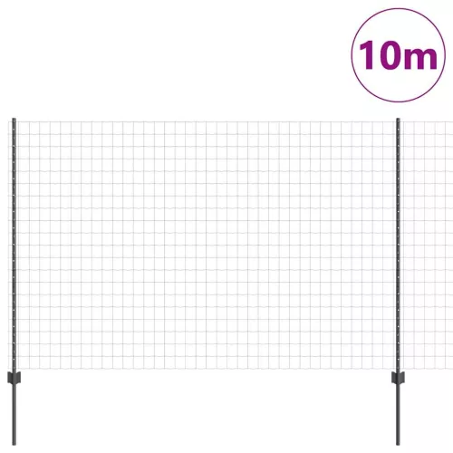 Kerítés oszlopokkal Szürke 1.5 x 10 m Acél
