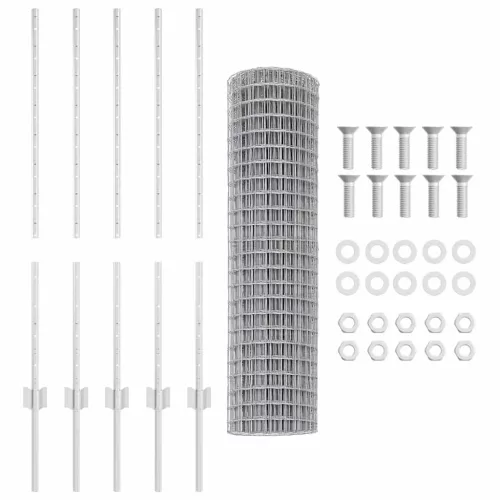 Kerítés oszlopokkal Ezüst 1 x 10 m Acél