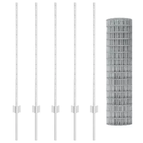 Kerítés oszlopokkal Ezüst 1 x 10 m Acél