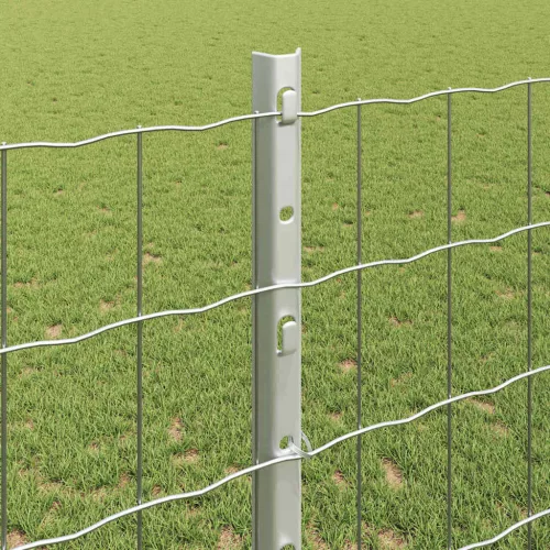 Kerítés oszlopokkal Ezüst 1.2 x 10 m Acél