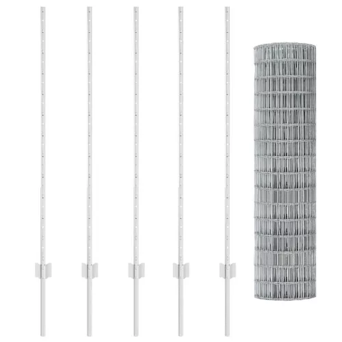 Kerítés oszlopokkal Ezüst 1.2 x 10 m Acél