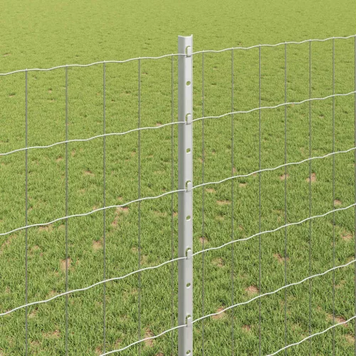 Kerítés oszlopokkal Ezüst 1.4 x 10 m Acél