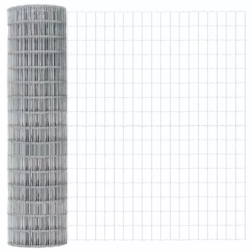 Kerítés oszlopokkal Ezüst 1.2 x 10 m Acél