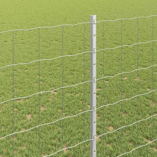 Kerítés oszlopokkal Ezüst 1.4 x 10 m Acél