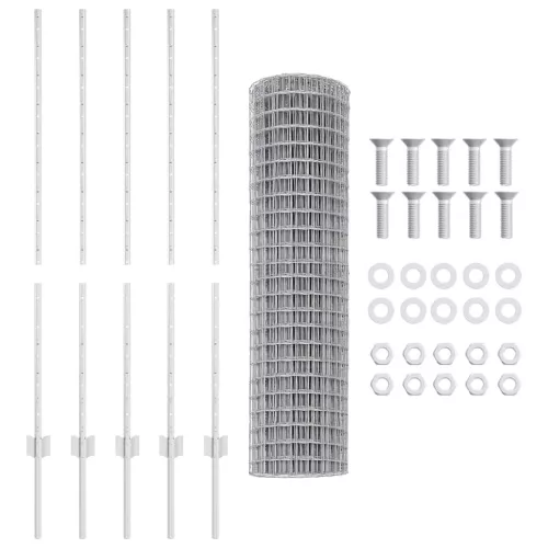 Kerítés oszlopokkal Ezüst 1.2 x 10 m Acél