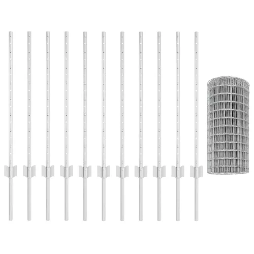 Kerítés oszlopokkal Ezüst 0.8 x 25 m Acél