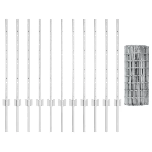 Kerítés oszlopokkal Ezüst 0.8 x 25 m Acél