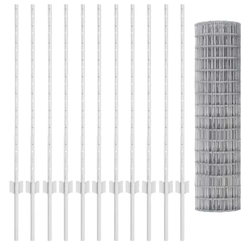 Kerítés oszlopokkal Ezüst 1 x 25 m Acél