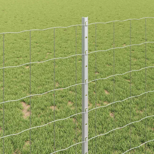 Kerítés oszlopokkal Ezüst 1 x 25 m Acél