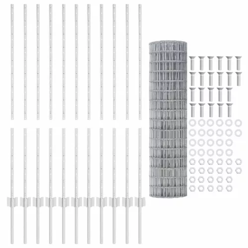 Kerítés oszlopokkal Ezüst 1.2 x 25 m Acél