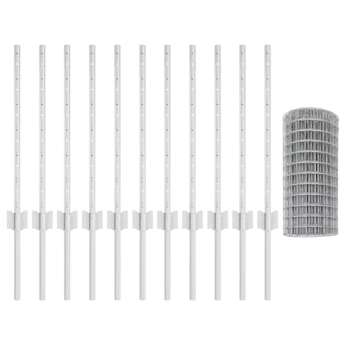 Kerítés oszlopokkal Ezüst 0,6 x 25 m Acél
