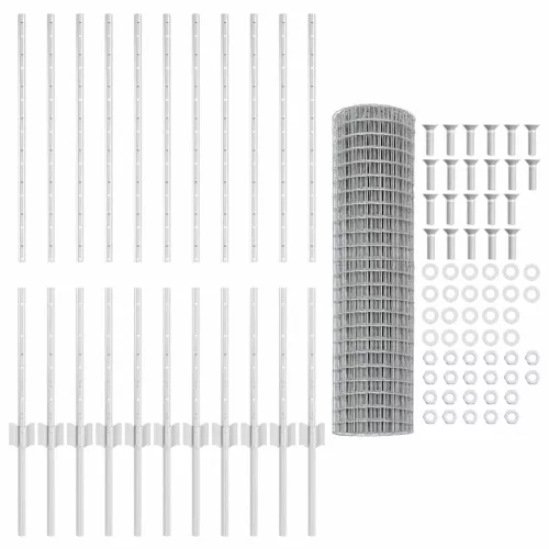 Kerítés oszlopokkal Ezüst 1 x 25 m Acél