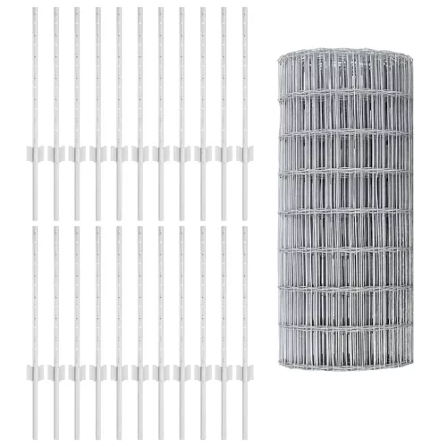 Kerítés oszlopokkal Ezüst 0.6 x 50 m Acél