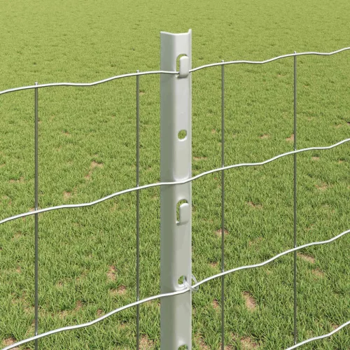 Kerítés oszlopokkal Ezüst 1.2 x 10 m Acél