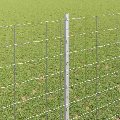 Kerítés oszlopokkal Ezüst 1.5 x 10 m Acél