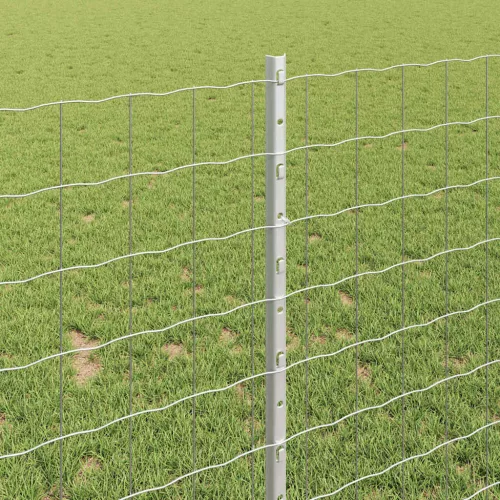 Kerítés oszlopokkal Ezüst 1 x 25 m Acél