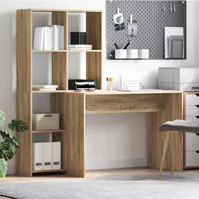Asztal polcokkal sonoma tölgy 138.5 x 55 x 143 cm Faanyag