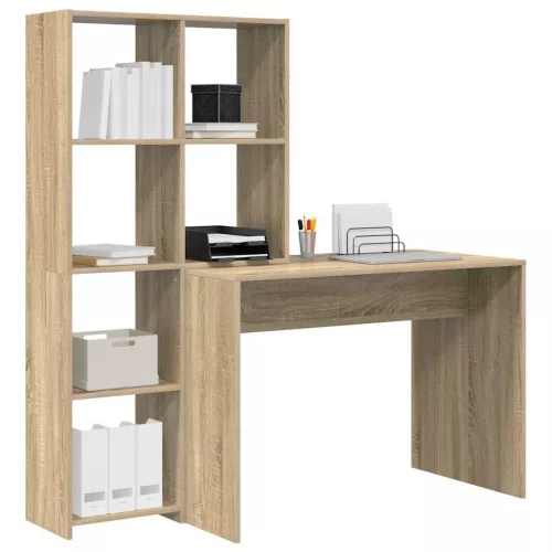 Asztal polcokkal sonoma tölgy 138.5 x 55 x 143 cm Faanyag
