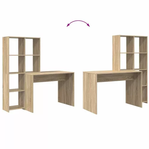 Asztal polcokkal sonoma tölgy 138.5 x 55 x 143 cm Faanyag