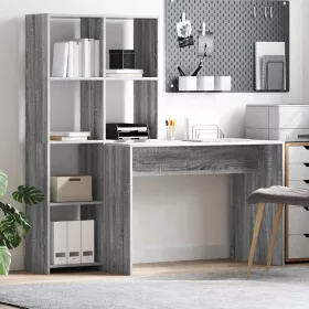 Asztal polcokkal Szürke sonoma 138.5 x 55 x 143 cm Faanyag