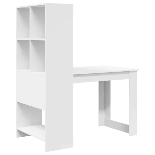 Asztal polcokkal tárolóval Fehér 122 x 67 x 145 cm Faanyag