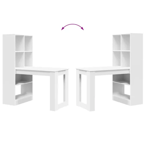 Asztal polcokkal tárolóval Fehér 122 x 67 x 145 cm Faanyag