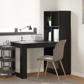 Asztal polcokkal Musta tammi 122 x 67 x 145 cm Faanyag
