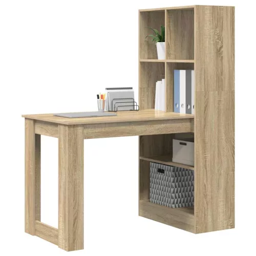 Asztal polcokkal sonoma tölgy 122 x 67 x 145 cm Faanyag