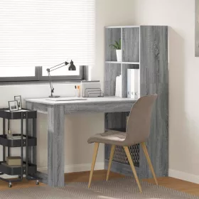 Asztal polcokkal Szürke Sonoma 122 x 67 x 145 cm Faanyag
