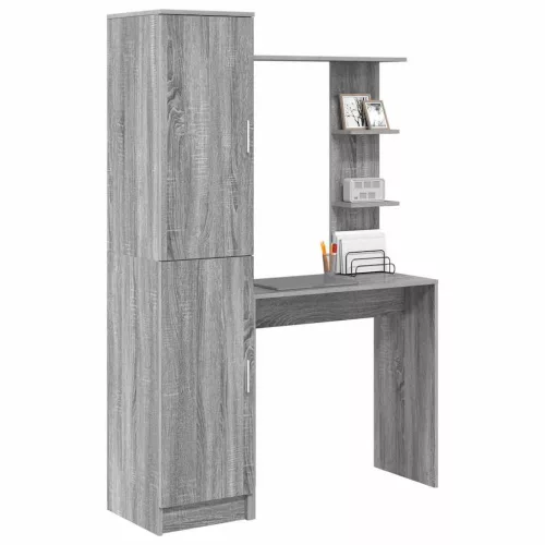 Tárolóval rendelkező íróasztal polcokkal 2 pcs Szürke sonoma