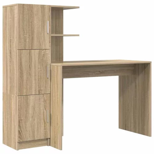 Tárolóval rendelkező íróasztal polcokkal 2 pcs Sonoma tölgy
